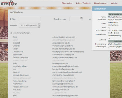 Administration Tippspiel Nutzerverwaltung