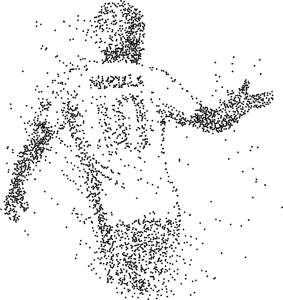 Stilisierter Fußballer beim Schuss als Punkt-Art-Illustration – Grafikelement für das Fußball-WM-Tippspiel