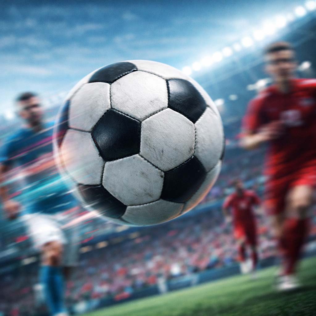 Close-up football shot in a stadium – football World Championship 2026 prediction game for companies and fans with tippevent