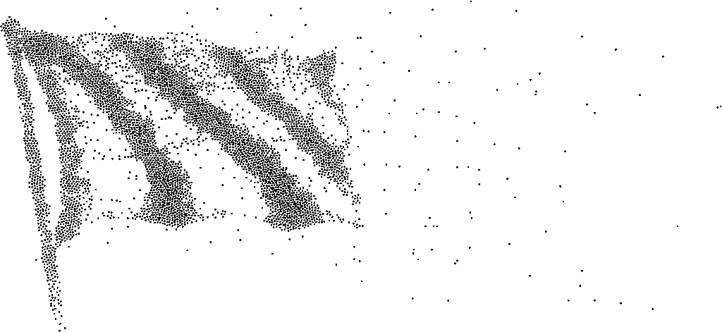 Stilisierte wehende Fahne als Punkt-Art-Illustration – Sport-Fan Grafikelement für das tippevent Tippspiel