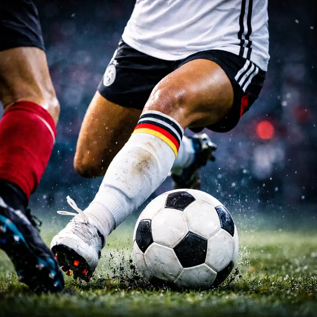 Two women’s football players in an intense one-on-one duel during an international match – women’s football prediction game for the Football European Championship and Football World Championship with tippevent