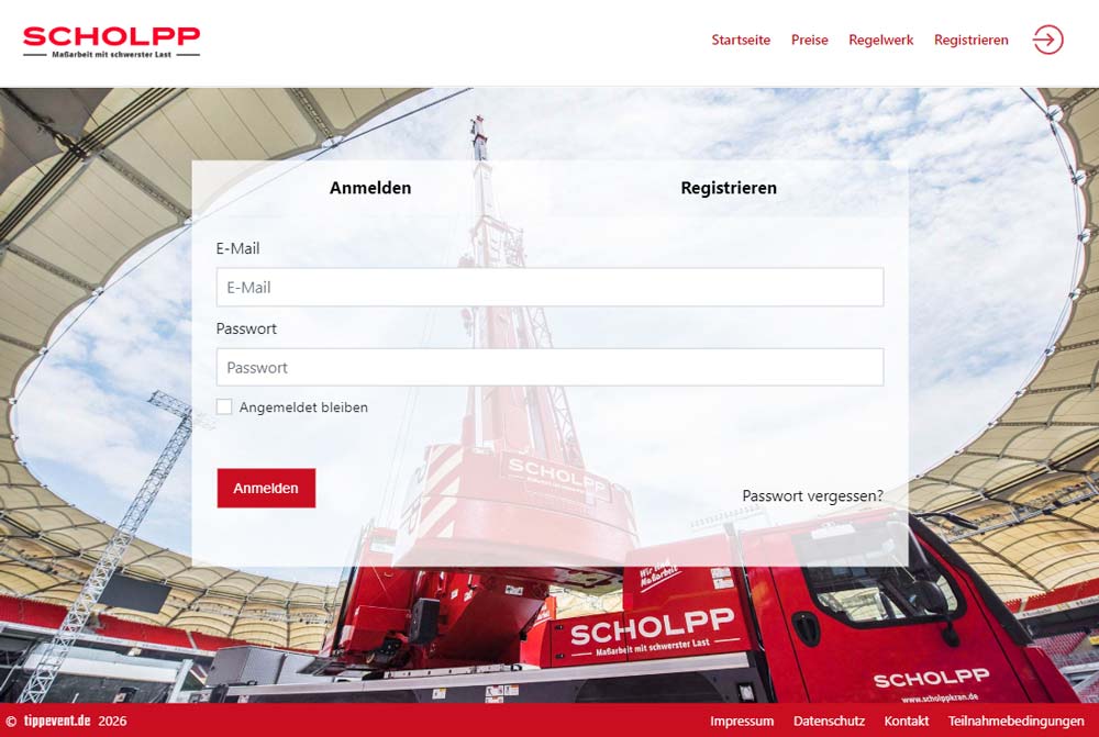 SCHOLPP individuelle Unternehmens-Tippspiel App mit Firmen-Branding – White-Label-Anmeldung mit tippevent